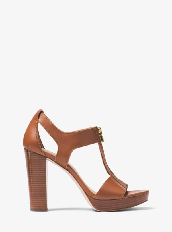 Damske Sandále Michael Kors Berkley Lock Leather Platform Hnede - Topanky Michael Kors Outlet | AFOEW-5461